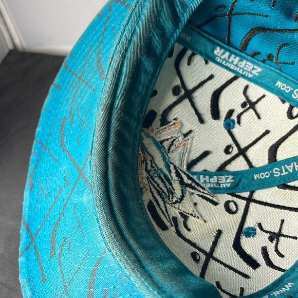 San Jose Sharks NHL Zephyr fitted hat size7 3/4 hockey stick print - Picture 8 of 9
